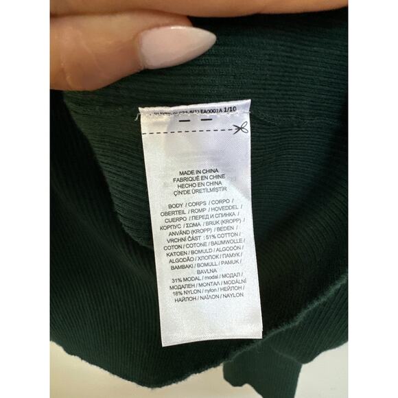 Lauren Ralph Lauren Black Label Button-Trim Ribbed Mockneck Sweater Green XL - Picture 4 of 6